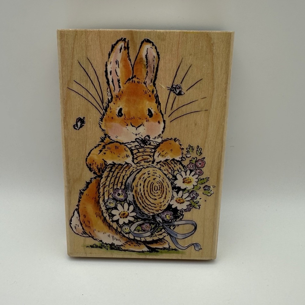 Penny Black Margaret Sherry 1440K Bonnet Bunny Easter Wood Rubber Stamp Vintage